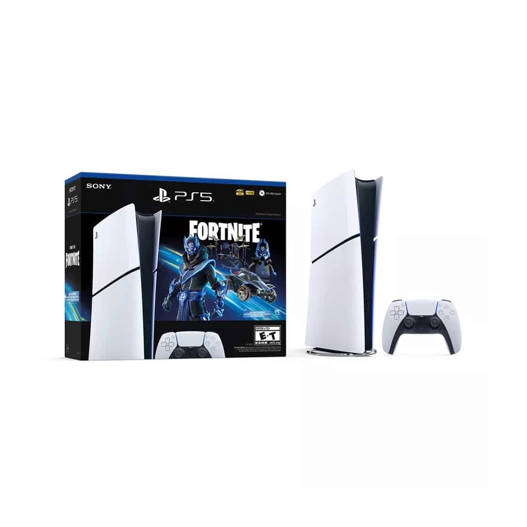 Sony Playstation 5 Slim Digital Edition Fortnite Cobalt Star Bundle CFI-2015 (USA) 1TB, White.